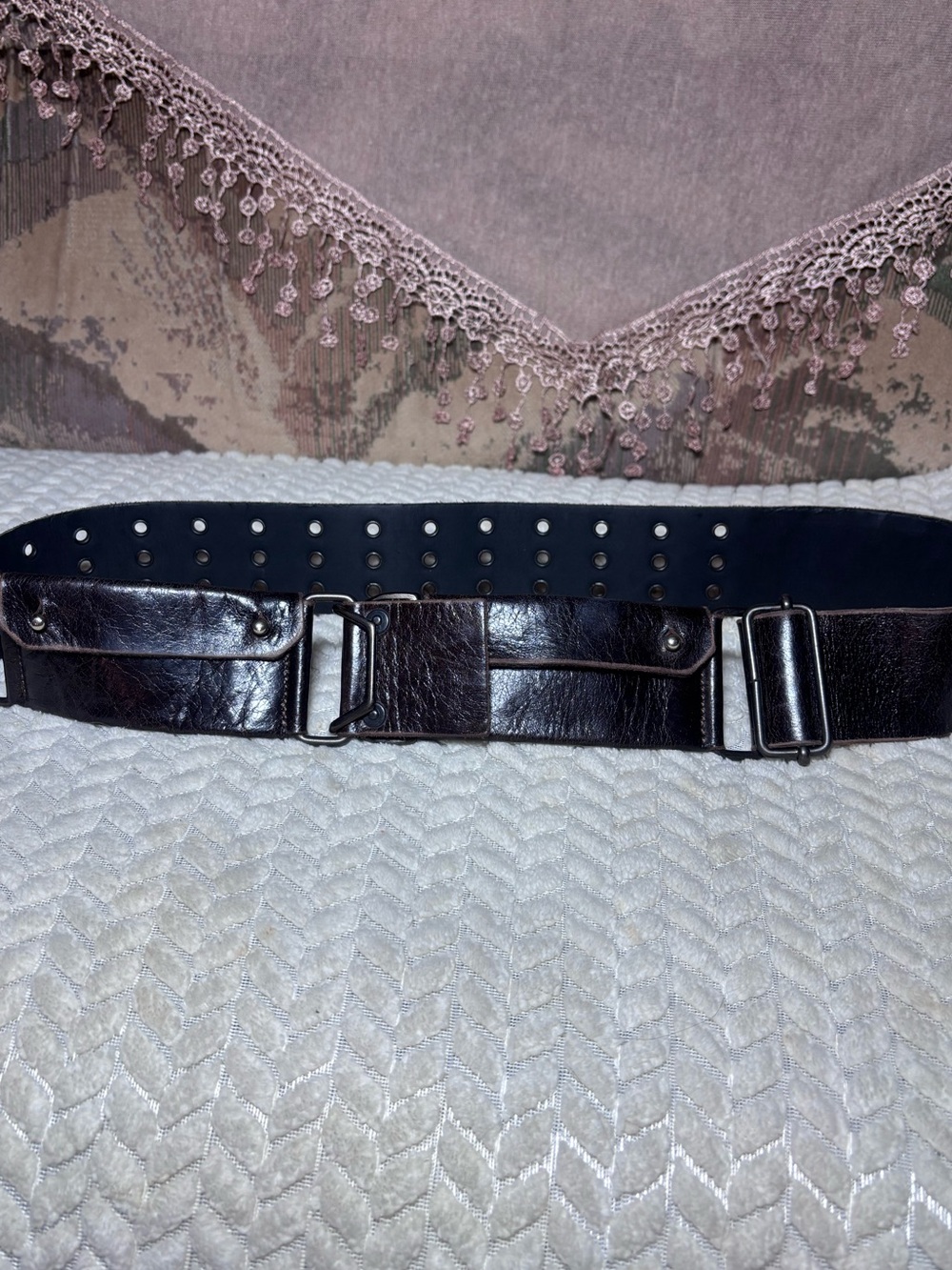 Vintage 80’s Italian Leather Utility Belt!